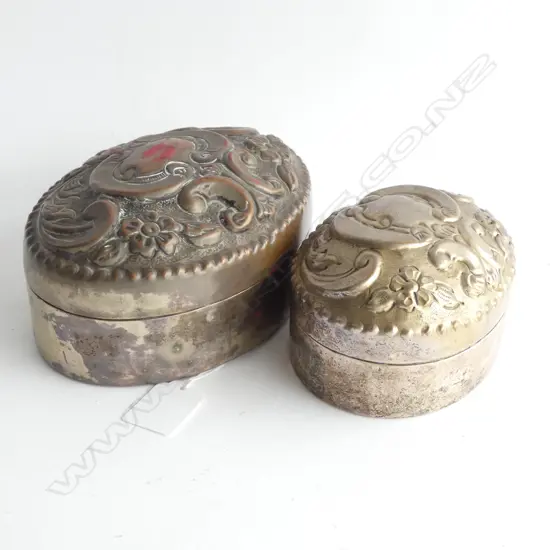 2 LOUISE MITCHELL SILVER PLATE OVAL BOXES L.165mm