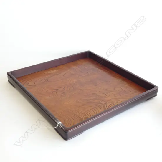 ROSEWOOD & BURR KEYAKI SOLID WOOD TRAY MEIJI PERIOD.