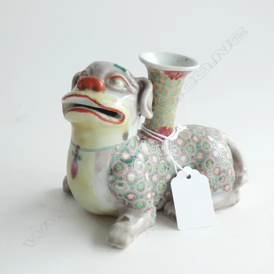 CHINESE PORCELAIN TEMPLE DOG SHAPE INCENSE HOLDER...