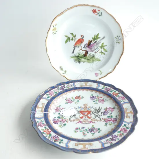 MANNER OF SAMSON OF PARIS CHINESE ARMORIAL STYLE PLATE 225mm dia + MEISSEN PLATE...