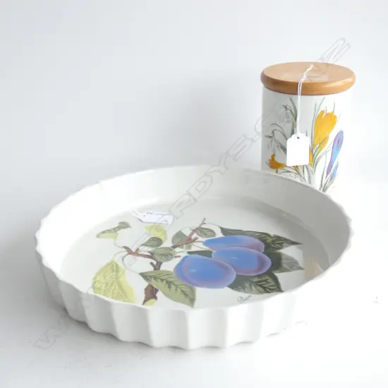 2 PCES PORTMEIRION; QUICHE DISH 280mm dia & STORAGE JAR