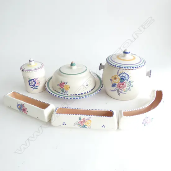 6 PCES POOLE HAND DECORATED AF...