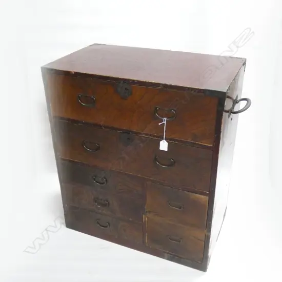 JAPANESE SM WOODEN VENEER 5-DRAWING FILING CABINET - 350 X 360 X 400MM