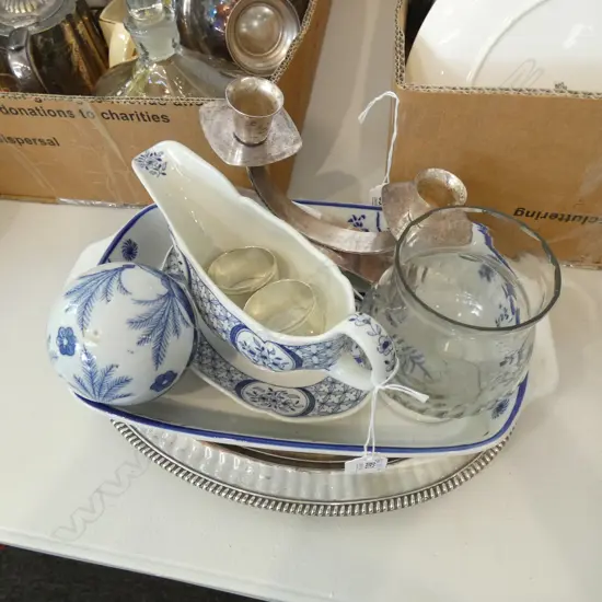 OLD SHEFFEILD PLATE TRAY L.330mm WELL WORN + 3 PCES B/W, EP ETC