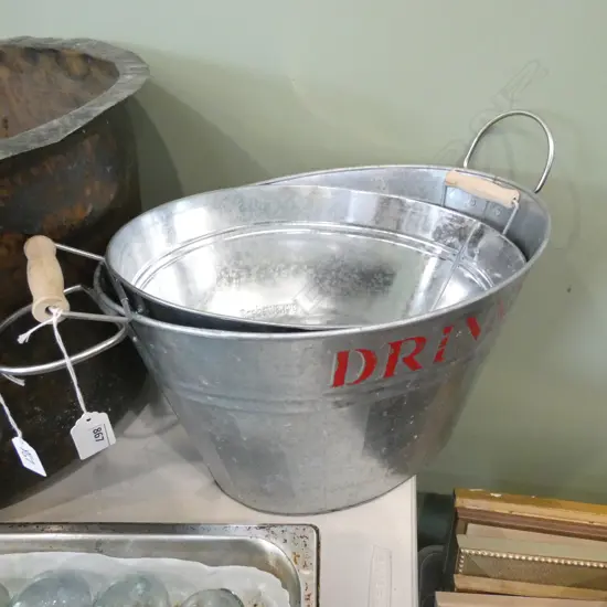 2 METAL CHAMPAGNE BUCKETS W.440mm