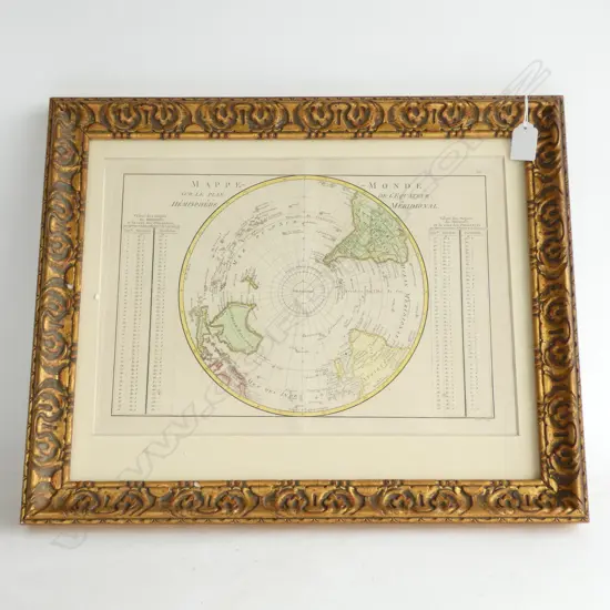MAPPE MONDE - 18thC HAND COLOURED COPPERPLATE MAP OF SOUTHERN HEMISPHERE