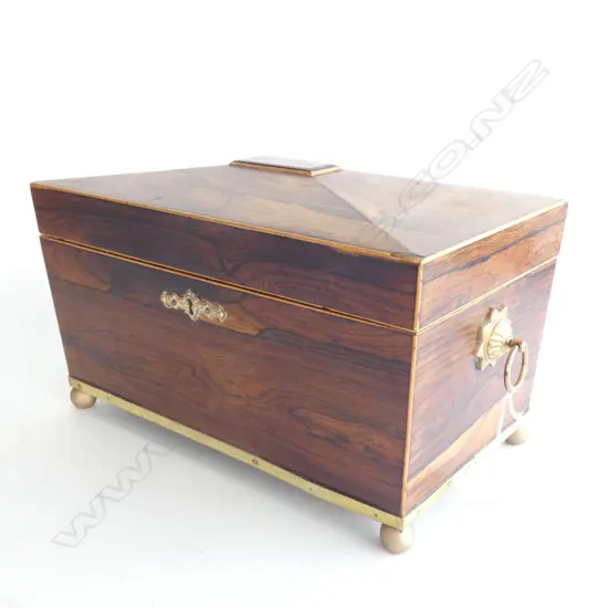 LARGE 19THC ROSEWOOD TEA CADDY L380 MM