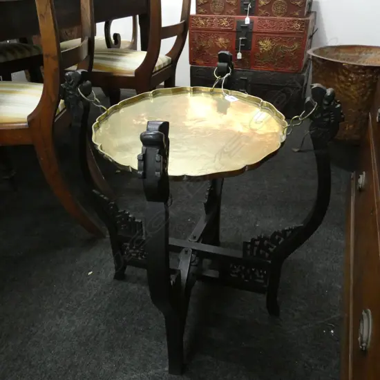 FOLDING ASIAN 2 TIER TRAY TABLE 610mm dia