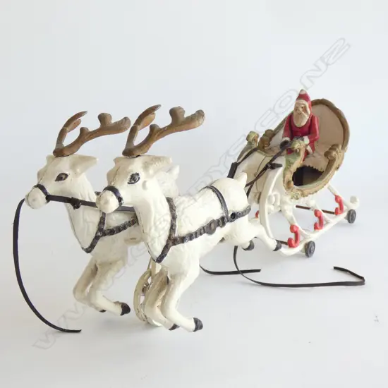 1950s VINTAGE 'BOONVILLE N.Y. USA', CAST IRON SANTA SLEIGH