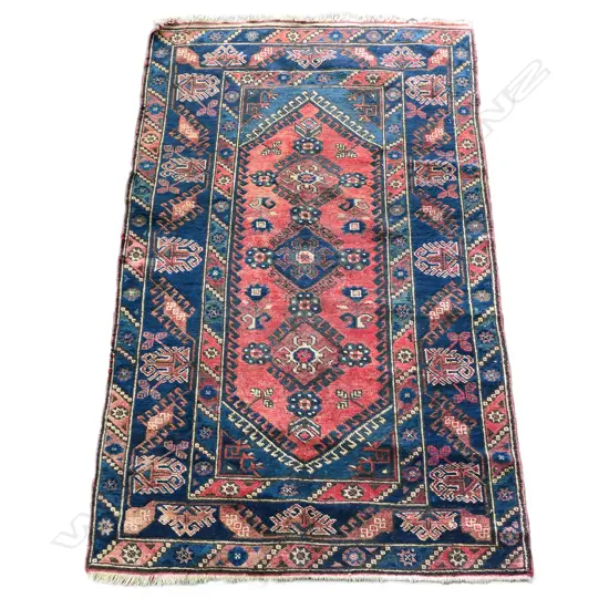 HANDKNOTTED PERSIAN RUG, 3 DIAMOND MEDALLIONS & GEOMETRIC FORMS, 2340 X 103MM