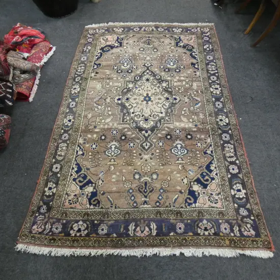 HAND KNOTTED WOOL PILE BROWN PERSIAN RUG...