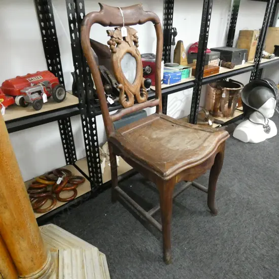 ONE JAPANESE ROSEWOOD CHAIR - SM MARBLE INSERT ON BACK - 410 X 380 X 910MM