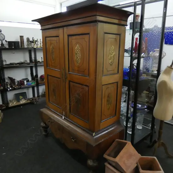 JAKWOOD AND EBONY SRI-LANKAN INLAID CABINET 1330 x 600 x 1900mm