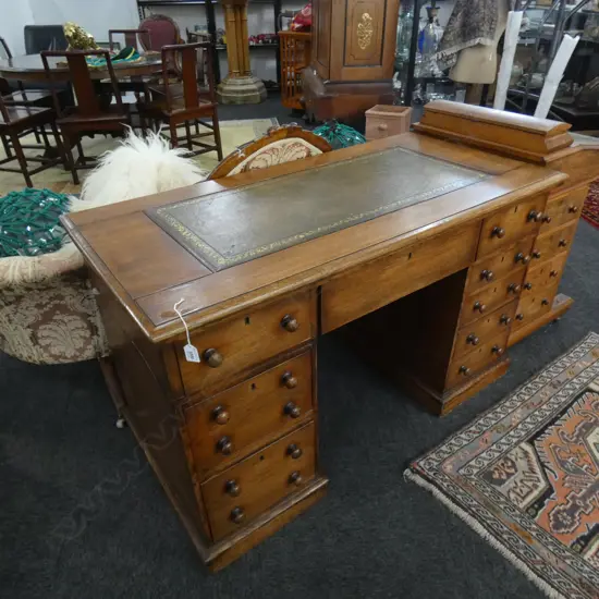 TWIN PEDESTAL PARTNERS DESK LEATHER TOP...