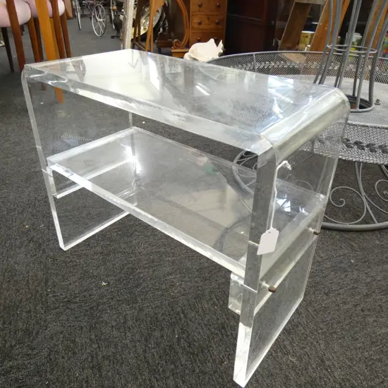LUCITE SIDE TABLE w. SHELF...