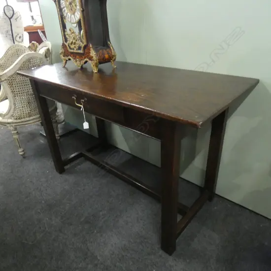 DARK STAINED OAK SOFA TABLE...