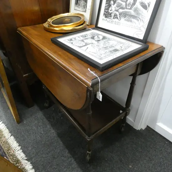 MAHOGANY DROPSIDE TEA TROLLEY
