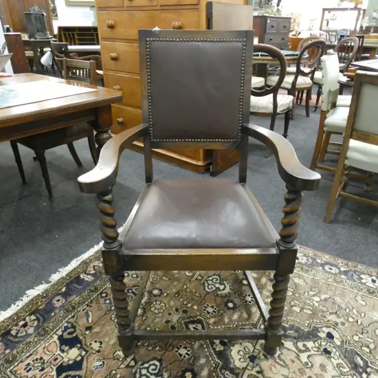 OAK BARLEY TWIST CARVER CHAIR