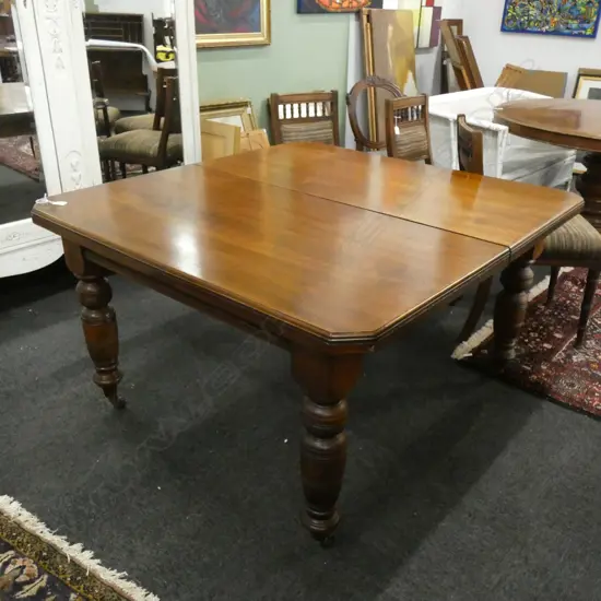 VINTAGE WALNUT DINING TABLE TURNED LEGS...