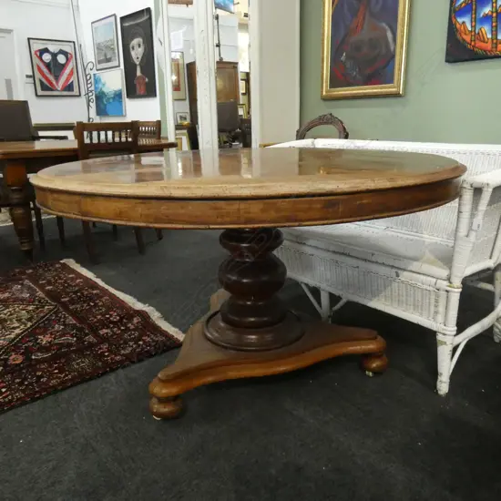 LARGE REGENCY MAHOGANY CIRCULAR TRIPOD DINING TABLE 1260mm dia