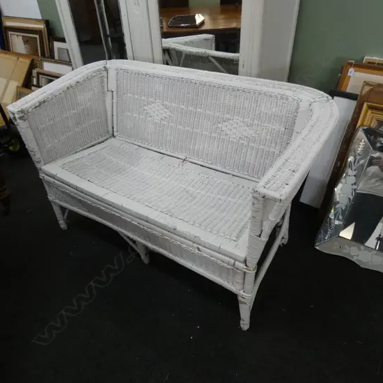 WHITE FOLDING CANE SETTEE