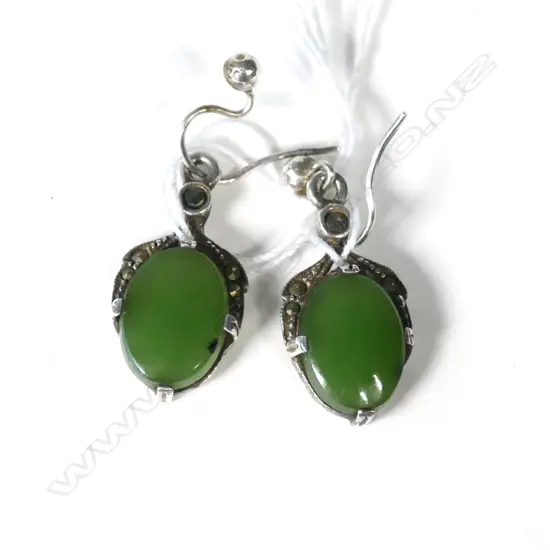 PR SILVER GREENSTONE EARRINGS