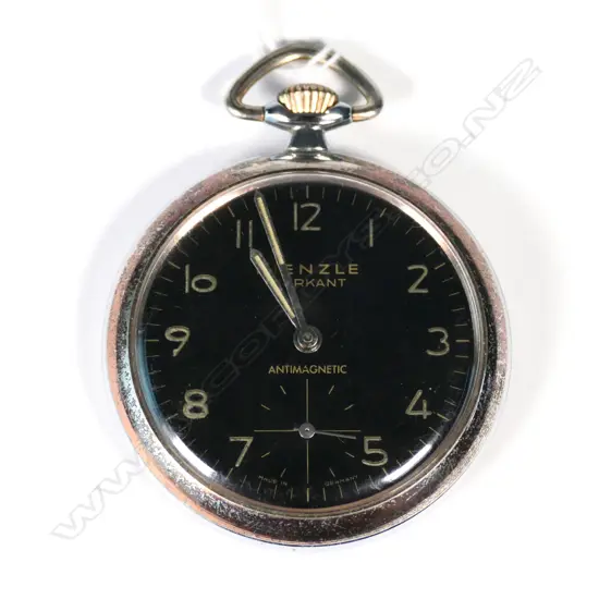CHROME POCKET WATCH - BLACK DIAL