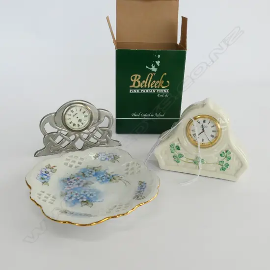 2 CLOCKS ONE BELEEK AND PIN DISH