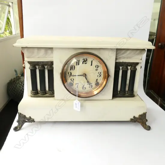PAINTED WOODEN MANTLE CLOCK 440MM L