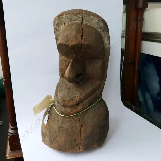 VINTAGE VANUATU TRIBAL HEAD CARVING 500MM H