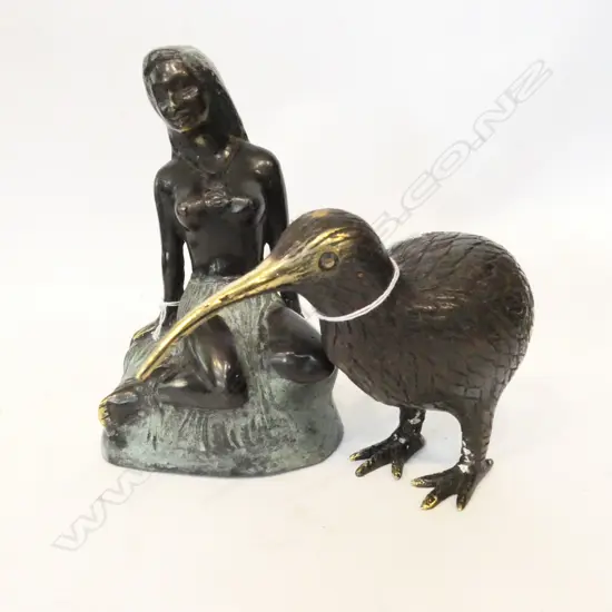 2 BRONZE PCES; PANIA AND KIWI 