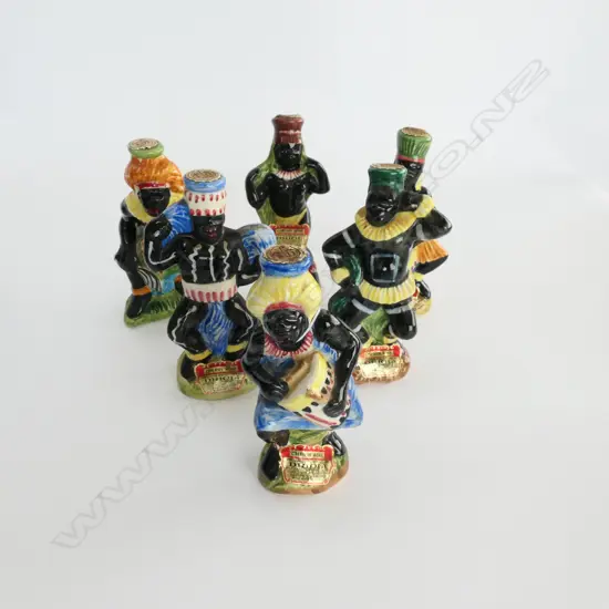 SET OF 6 AFRICAN DANCERS LIQUOR BOTTLES 135MM H