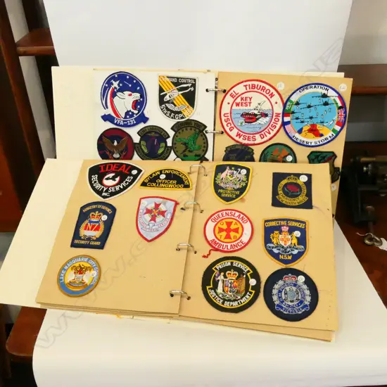 2 FOLIOS OF ASST EMBROIDERED ARMY ETC EMBLEMS 