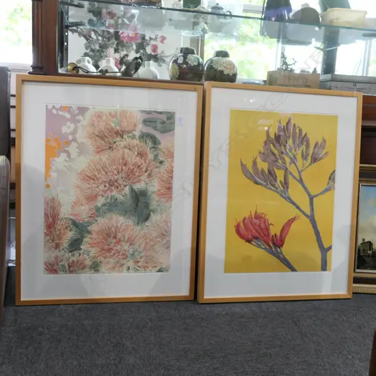 2 NZ ARTIST LITHOGRAPHS; FLAX & POHUTAKAWA 