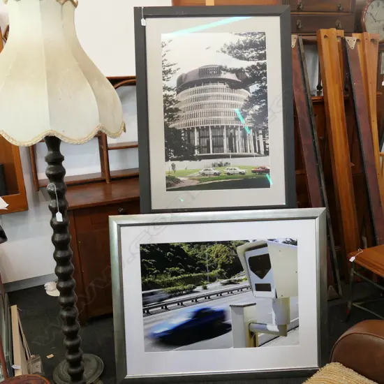 2 PHOTOGRAPHS WITH MUSEUM GLASS; BEEHIVE AND SPEED CAMERA 1130MM X 910MM 