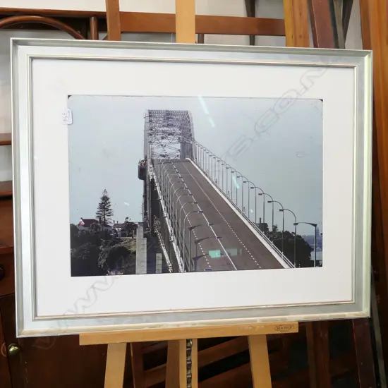 AUCKLAND HARBOUR BRIDGE PHOTOGRAPH WITH MUSEUM GLASS 825MM W 650MM H