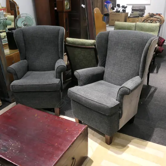 PR UPHOLSTERED WING BACK CHAIRS