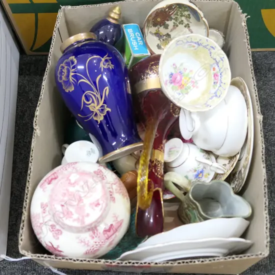 BOX LOT ASST. CHINA; TRIOS, GINGER JARS ETC