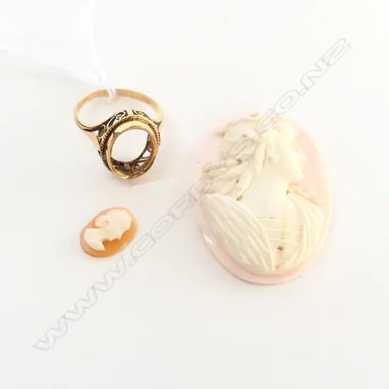 15CT GOLD CAMEO RING 2.51gm (AF) AND UNSET CAMEO