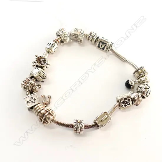PANDORA BRACELET WITH 18 CHARMS