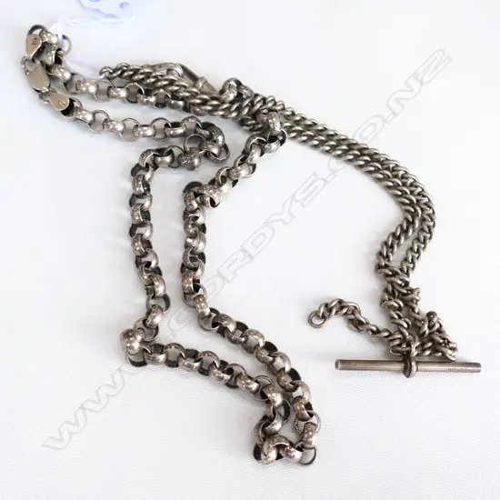 TWO S/SILVER CHAINS, ONE UNMARKED, TOTAL WEIGHT 57.7GMS