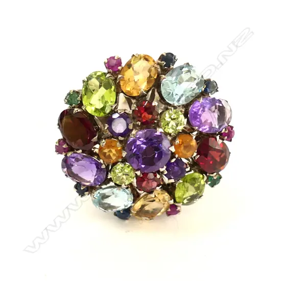 SPECTACULAR MULTI-GEM AND SILVER RING