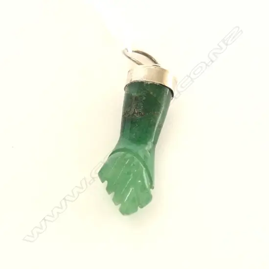SILVER AND POUNAMU CLENCHED FIST PENDANT