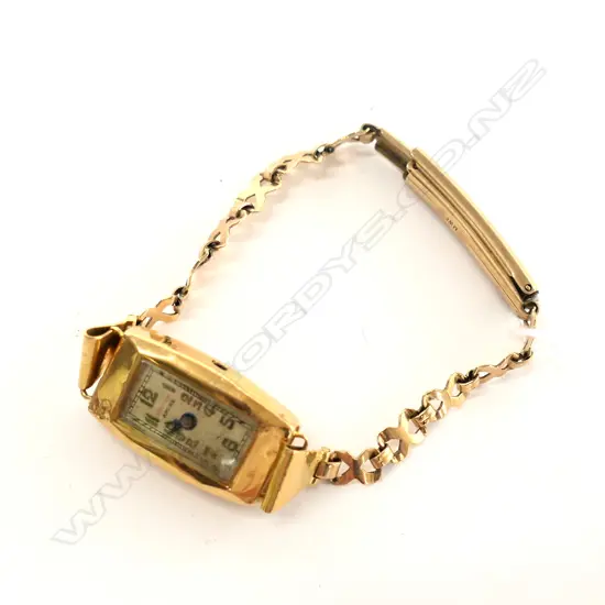18CT GOLD CASE WRISTWATCH WITH 9CT GOLD STRAP (AF)