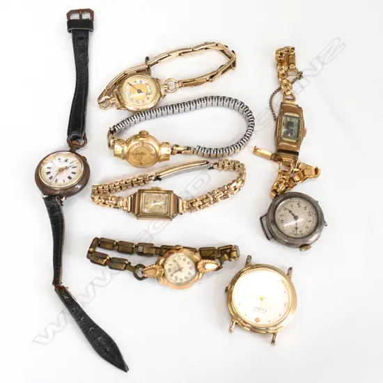BAG VINTAGE LADIES GOLD PLATE WATCHES, ALL AF