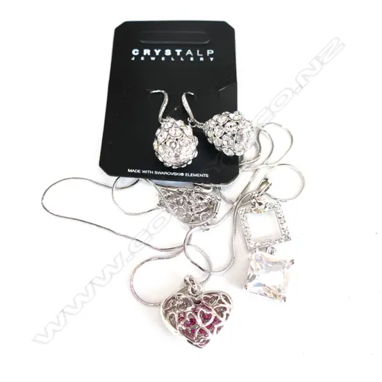2 NECKLACES & PAIR CRYSTAL EARRINGS