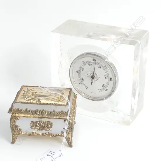 CRYSTAL CASED THERMOMETER+ SMALL JEWELL BOX H 120 MM