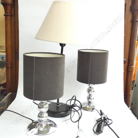PR CHROME LAMPS + ONE OTHER 470MM H