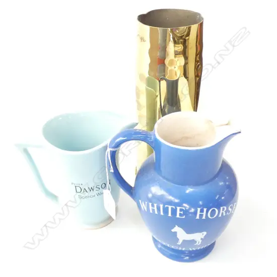 SHELL CASING & 2 WHISKEY JUGS