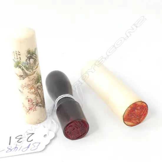 3 JAPANESE SEALS: 2 IVORY + 1 EBONY